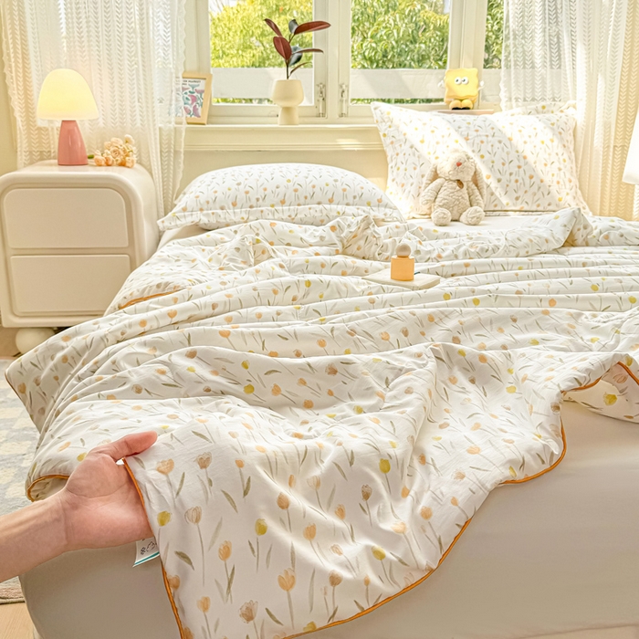 91家纺网 家纺一手货源 找家纺 梵克保罗 2025春夏新款优芙棉单夏被被子被芯 郁金香