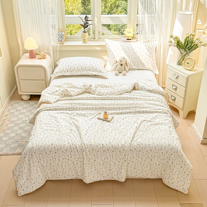 91家纺网 家纺一手货源 找家纺 梵克保罗 2025春夏新款优芙棉单夏被被子被芯 郁金香