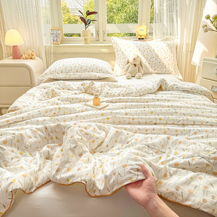 91家纺网 家纺一手货源 找家纺 梵克保罗 2025春夏新款优芙棉单夏被被子被芯 郁金香