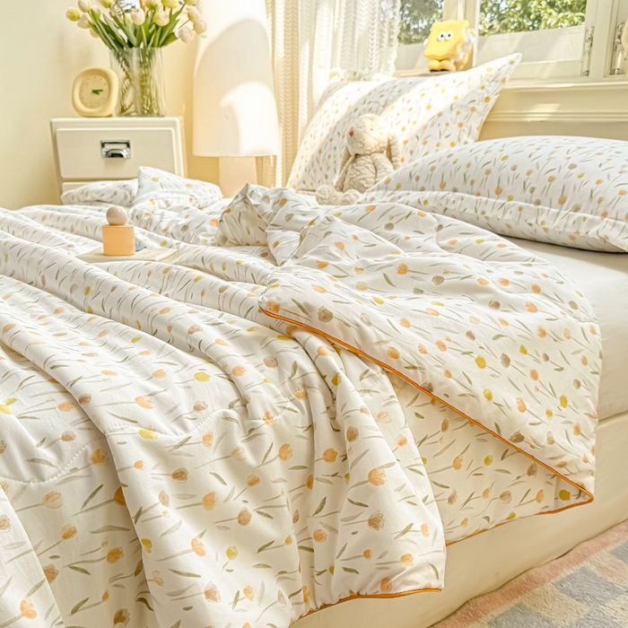 91家纺网 家纺一手货源 找家纺 梵克保罗 2025春夏新款优芙棉单夏被被子被芯 郁金香