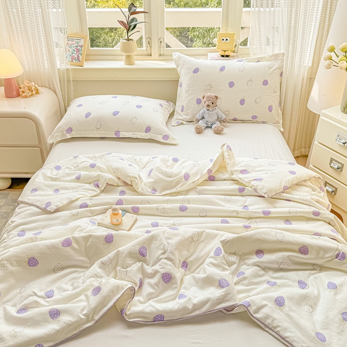 91家纺网 家纺一手货源 找家纺 梵克保罗 2025春夏新款优芙棉单夏被被子被芯 草莓