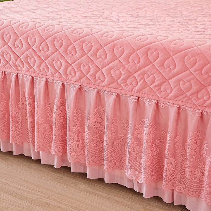 91家纺网 家纺一手货源 找家纺 （总）程百万家纺 2025新款素色婴儿绒蕾丝床盖牛奶绒加厚床盖