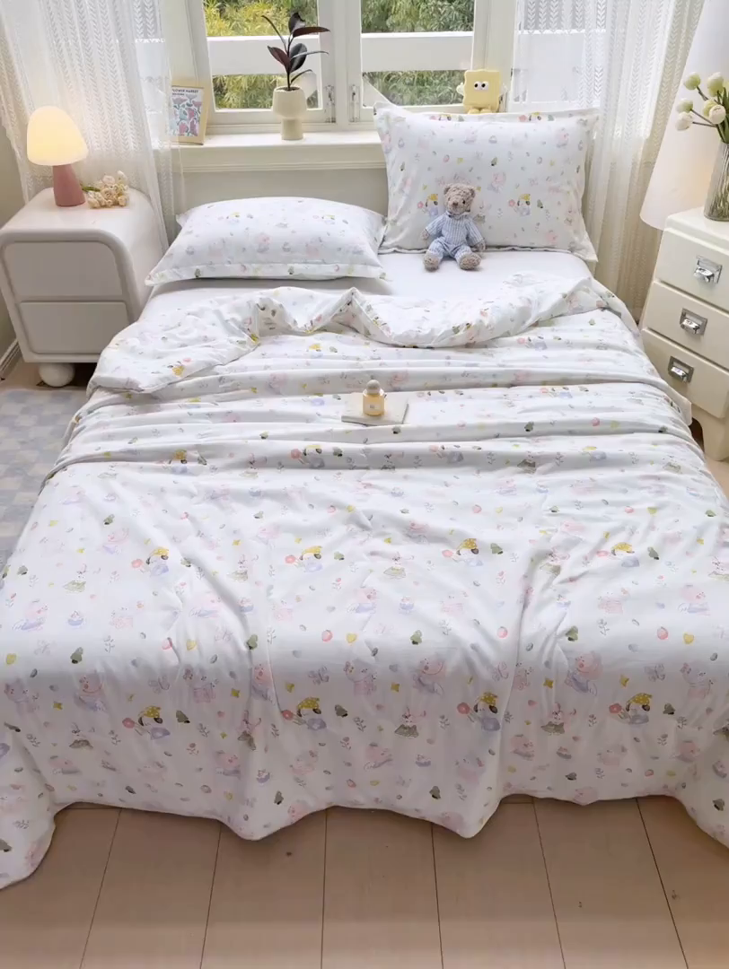 91家纺网 家纺一手货源 找家纺 梵克保罗 2025春夏新款优芙棉单夏被被子被芯 萌宠