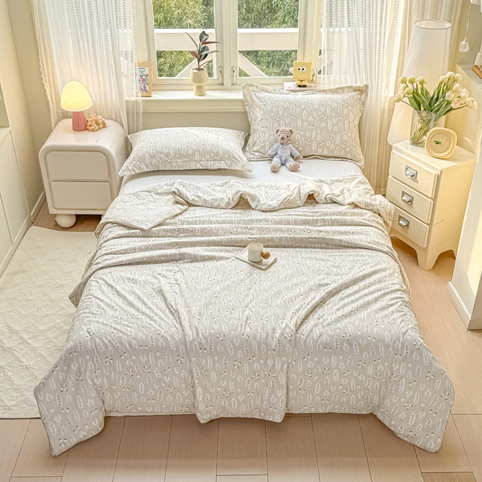 91家纺网 家纺一手货源 找家纺 梵克保罗 2025春夏新款优芙棉单夏被被子被芯 叶语