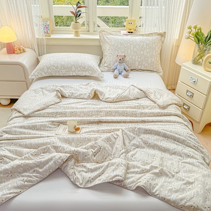 91家纺网 家纺一手货源 找家纺 梵克保罗 2025春夏新款优芙棉单夏被被子被芯 叶语