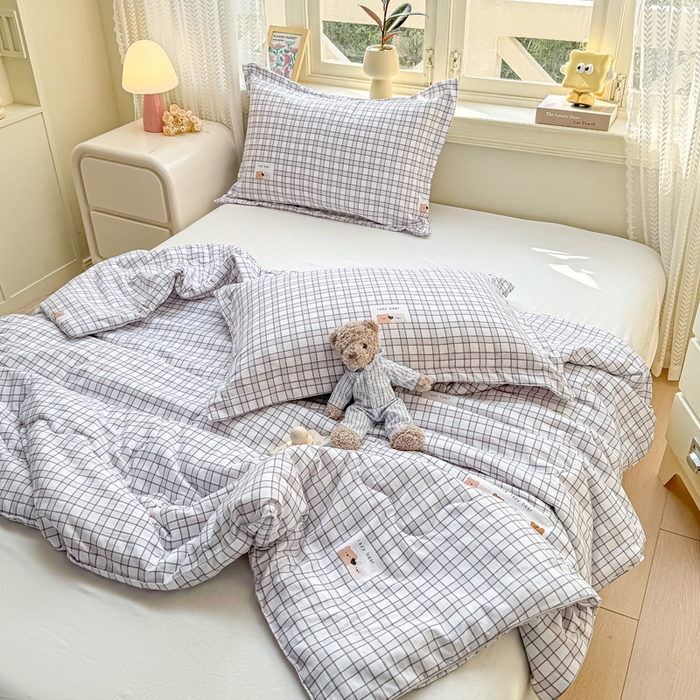 91家纺网 家纺一手货源 找家纺 梵克保罗 2025春夏新款优芙棉单夏被被子被芯 格子熊