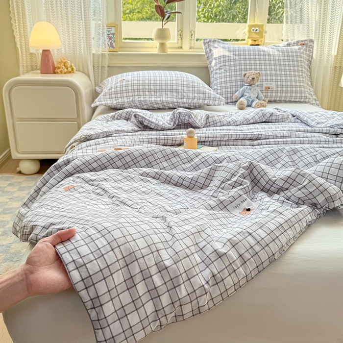 91家纺网 家纺一手货源 找家纺 梵克保罗 2025春夏新款优芙棉单夏被被子被芯 格子熊