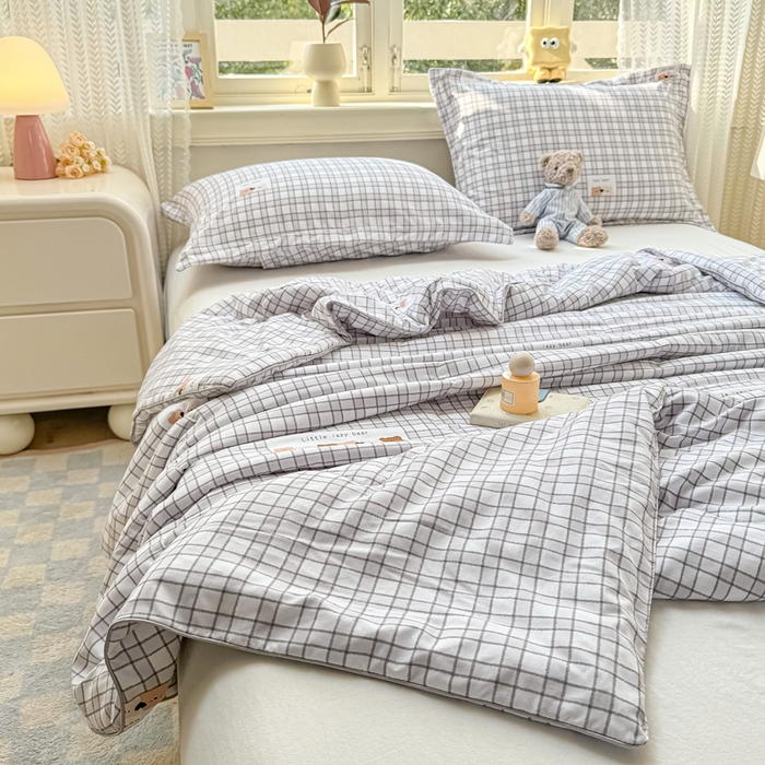 91家纺网 家纺一手货源 找家纺 梵克保罗 2025春夏新款优芙棉单夏被被子被芯 格子熊