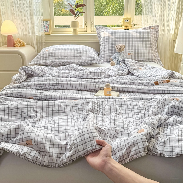 91家纺网 家纺一手货源 找家纺 梵克保罗 2025春夏新款优芙棉单夏被被子被芯 格子熊