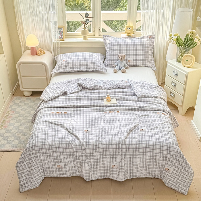 91家纺网 家纺一手货源 找家纺 梵克保罗 2025春夏新款优芙棉单夏被被子被芯 格子熊