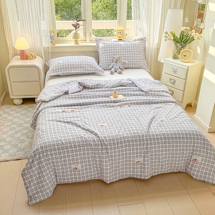 91家纺网 家纺一手货源 找家纺 梵克保罗 2025春夏新款优芙棉单夏被被子被芯 格子熊