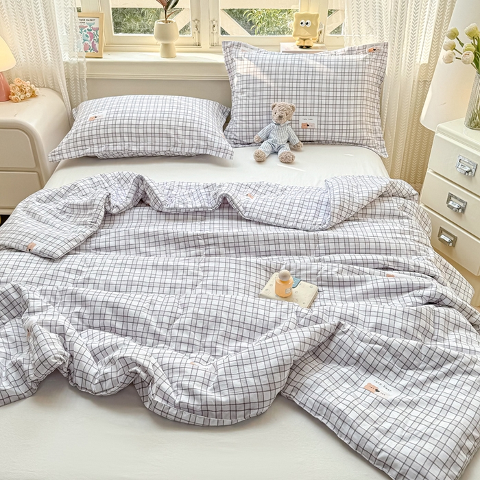 91家纺网 家纺一手货源 找家纺 梵克保罗 2025春夏新款优芙棉单夏被被子被芯 格子熊