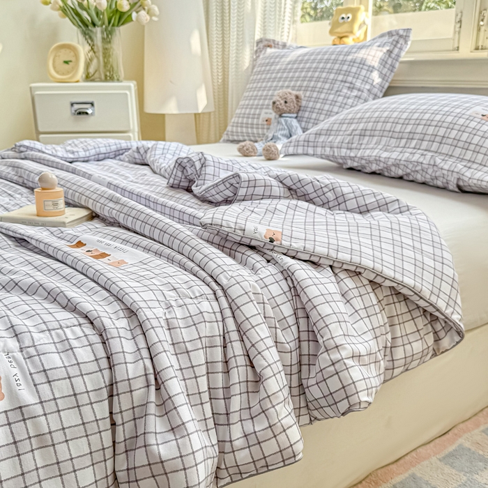 91家纺网 家纺一手货源 找家纺 梵克保罗 2025春夏新款优芙棉单夏被被子被芯 格子熊