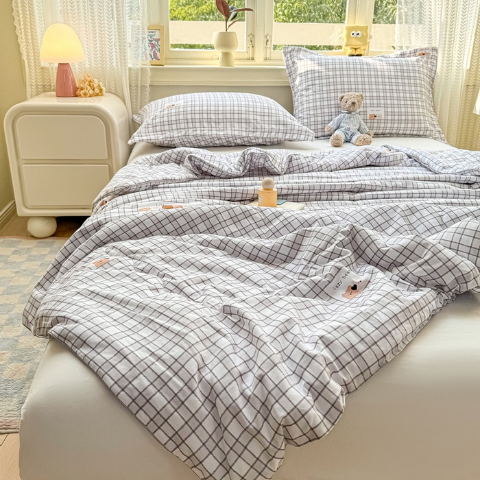 91家纺网 家纺一手货源 找家纺 梵克保罗 2025春夏新款优芙棉单夏被被子被芯 格子熊