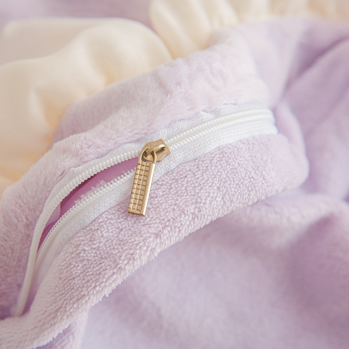 91家纺网 家纺一手货源 找家纺 胜权家纺 2025秋冬新款A类全消光高克重5D雕花牛奶绒仙女风夹棉床盖单品系列 梦安娜-靓紫