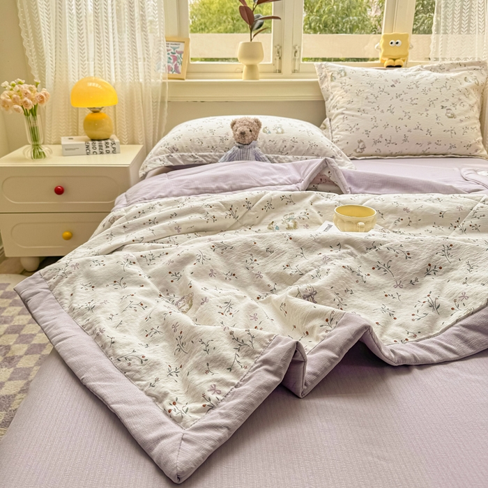 91家纺网 家纺一手货源 找家纺 梵克保罗 2025新款印花单夏被被子被芯夏被四件套 初悦