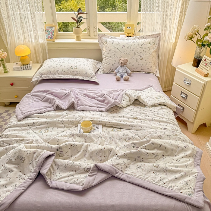 91家纺网 家纺一手货源 找家纺 梵克保罗 2025新款印花单夏被被子被芯夏被四件套 初悦