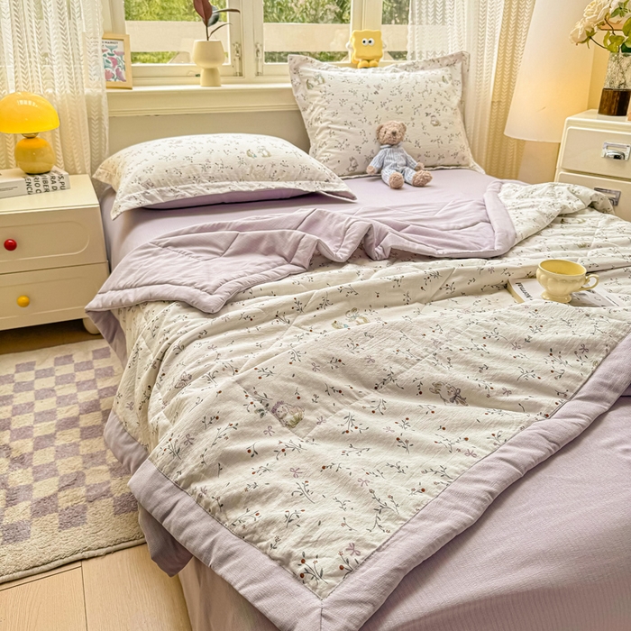 91家纺网 家纺一手货源 找家纺 梵克保罗 2025新款印花单夏被被子被芯夏被四件套 初悦