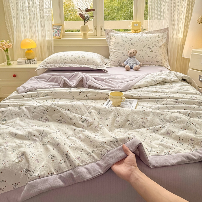 91家纺网 家纺一手货源 找家纺 梵克保罗 2025新款印花单夏被被子被芯夏被四件套 初悦