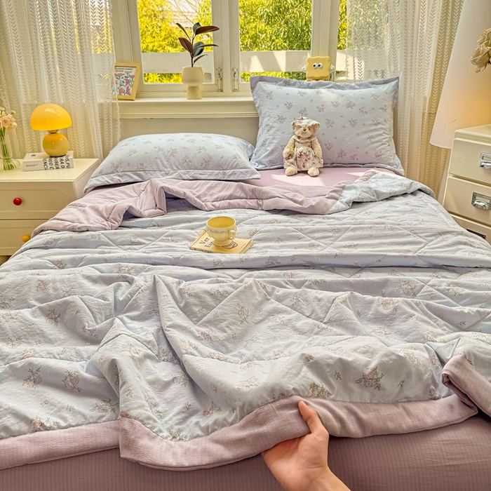 91家纺网 家纺一手货源 找家纺 梵克保罗 2025新款印花单夏被被子被芯夏被四件套 半夏微风