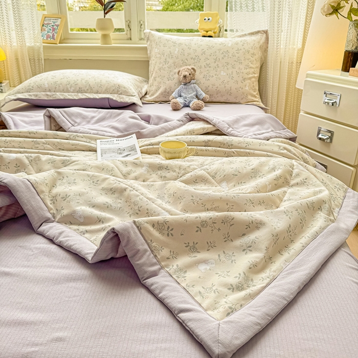 91家纺网 家纺一手货源 找家纺 梵克保罗 2025新款印花单夏被被子被芯夏被四件套 简花小图