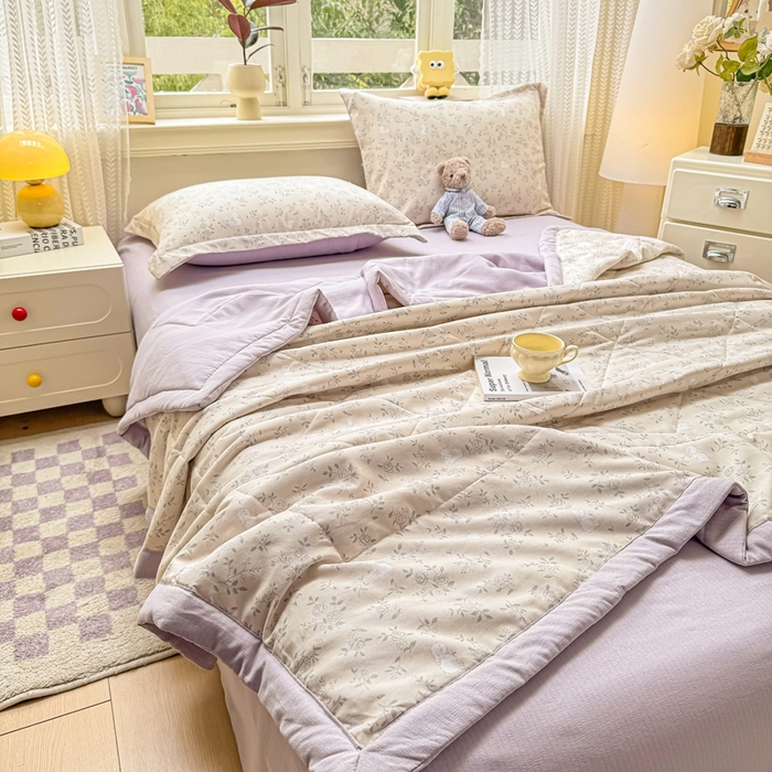 91家纺网 家纺一手货源 找家纺 梵克保罗 2025新款印花单夏被被子被芯夏被四件套 简花小图