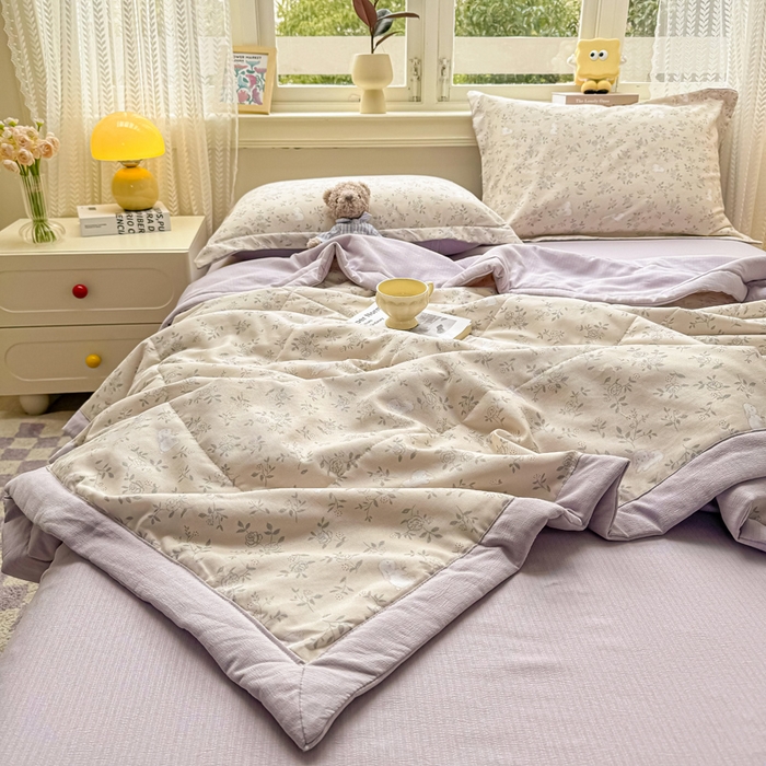 91家纺网 家纺一手货源 找家纺 梵克保罗 2025新款印花单夏被被子被芯夏被四件套 简花小图