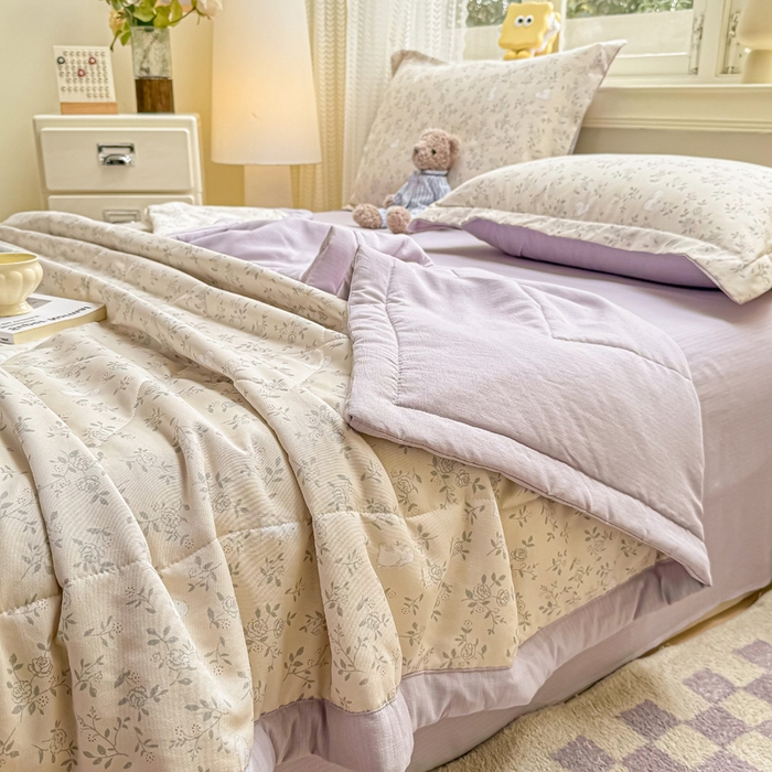 91家纺网 家纺一手货源 找家纺 梵克保罗 2025新款印花单夏被被子被芯夏被四件套 简花小图