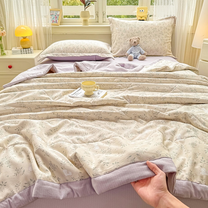 91家纺网 家纺一手货源 找家纺 梵克保罗 2025新款印花单夏被被子被芯夏被四件套 简花小图