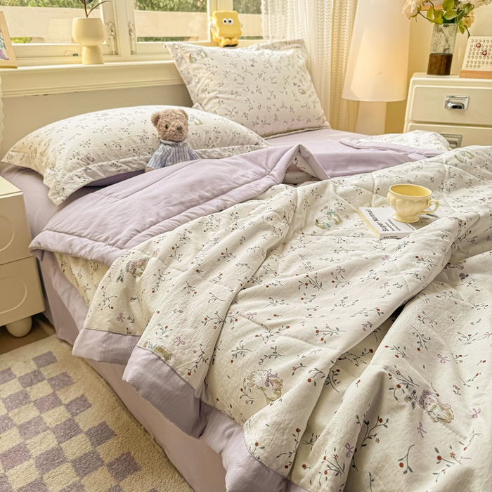 91家纺网 家纺一手货源 找家纺 梵克保罗 2025新款印花单夏被被子被芯夏被四件套 初悦