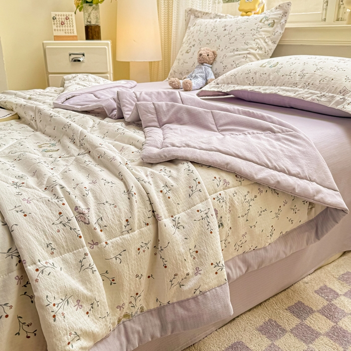 91家纺网 家纺一手货源 找家纺 梵克保罗 2025新款印花单夏被被子被芯夏被四件套 初悦