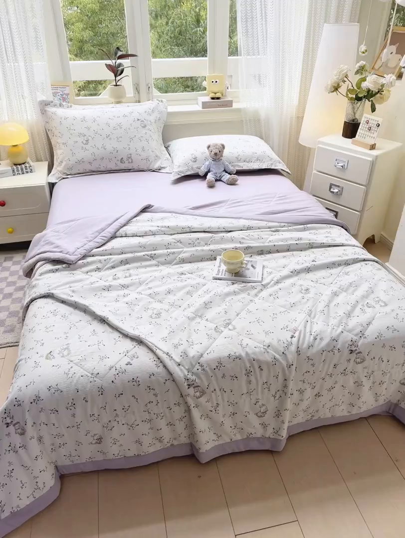 91家纺网 家纺一手货源 找家纺 梵克保罗 2025新款印花单夏被被子被芯夏被四件套 初悦