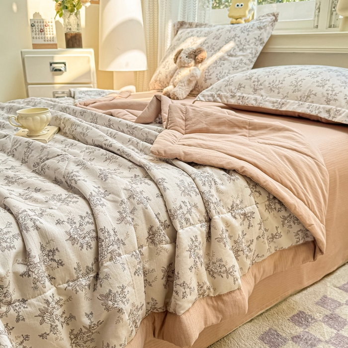 91家纺网 家纺一手货源 找家纺 梵克保罗 2025新款印花单夏被被子被芯夏被四件套 花满天