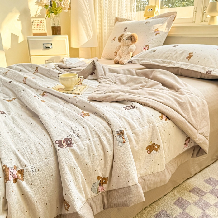 91家纺网 家纺一手货源 找家纺 梵克保罗 2025新款印花单夏被被子被芯夏被四件套 软萌熊熊