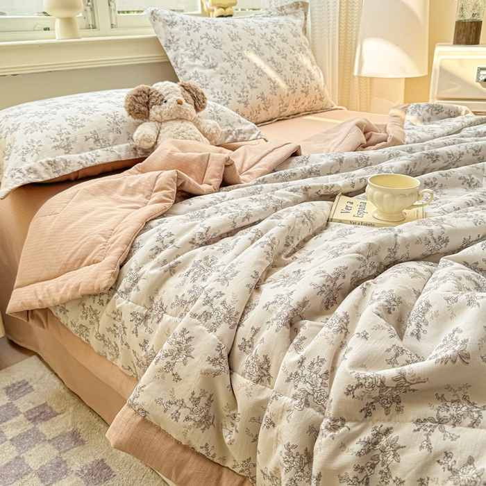 91家纺网 家纺一手货源 找家纺 梵克保罗 2025新款印花单夏被被子被芯夏被四件套 花满天