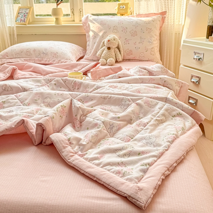 91家纺网 家纺一手货源 找家纺 梵克保罗 2025新款印花单夏被被子被芯夏被四件套 萌宠乐园