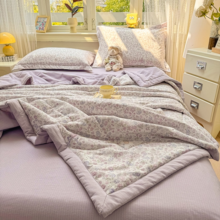 91家纺网 家纺一手货源 找家纺 梵克保罗 2025新款印花单夏被被子被芯夏被四件套 花都盛宴