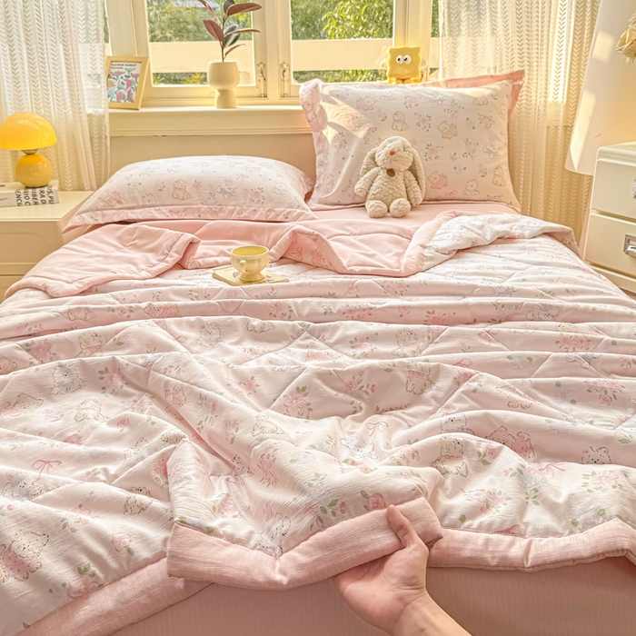 91家纺网 家纺一手货源 找家纺 梵克保罗 2025新款印花单夏被被子被芯夏被四件套 萌宠乐园