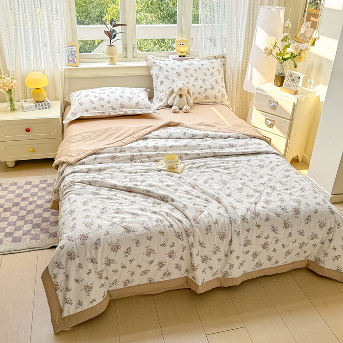 91家纺网 家纺一手货源 找家纺 梵克保罗 2025新款印花单夏被被子被芯夏被四件套 初恋满满