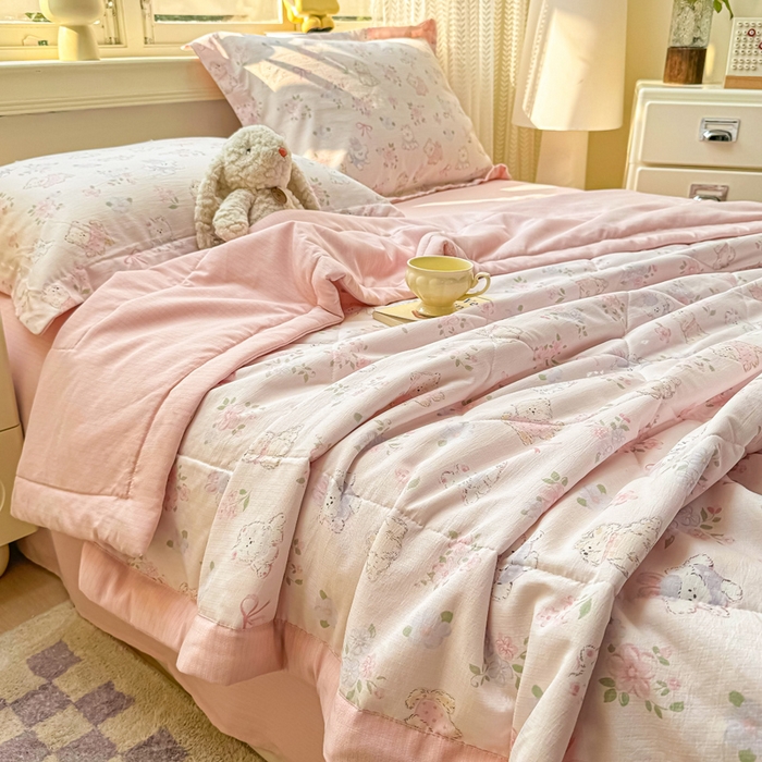 91家纺网 家纺一手货源 找家纺 梵克保罗 2025新款印花单夏被被子被芯夏被四件套 萌宠乐园