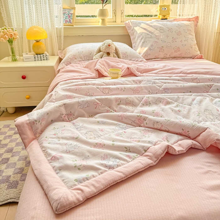 91家纺网 家纺一手货源 找家纺 梵克保罗 2025新款印花单夏被被子被芯夏被四件套 萌宠乐园