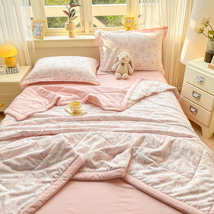 91家纺网 家纺一手货源 找家纺 梵克保罗 2025新款印花单夏被被子被芯夏被四件套 萌宠乐园