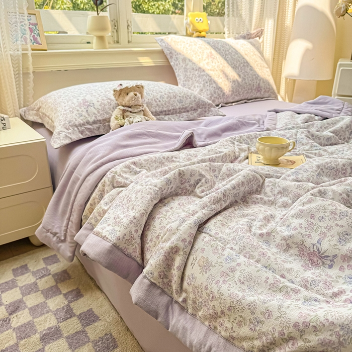 91家纺网 家纺一手货源 找家纺 梵克保罗 2025新款印花单夏被被子被芯夏被四件套 花都盛宴