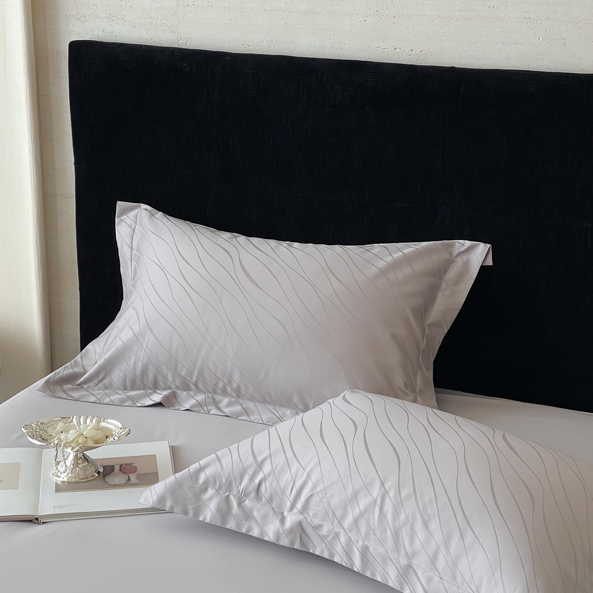 91家纺网 家纺一手货源 找家纺 栩裕纺织 2025新款长绒棉提花最新款单品 布兰卡-高级灰