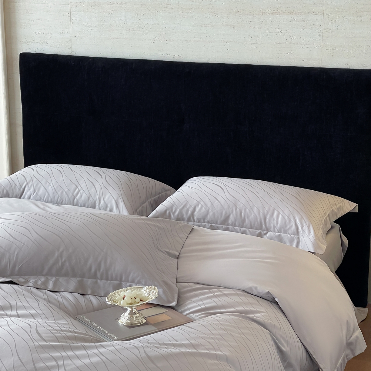 91家纺网 家纺一手货源 找家纺 栩裕纺织 2025新款长绒棉提花最新款单品 布兰卡-高级灰