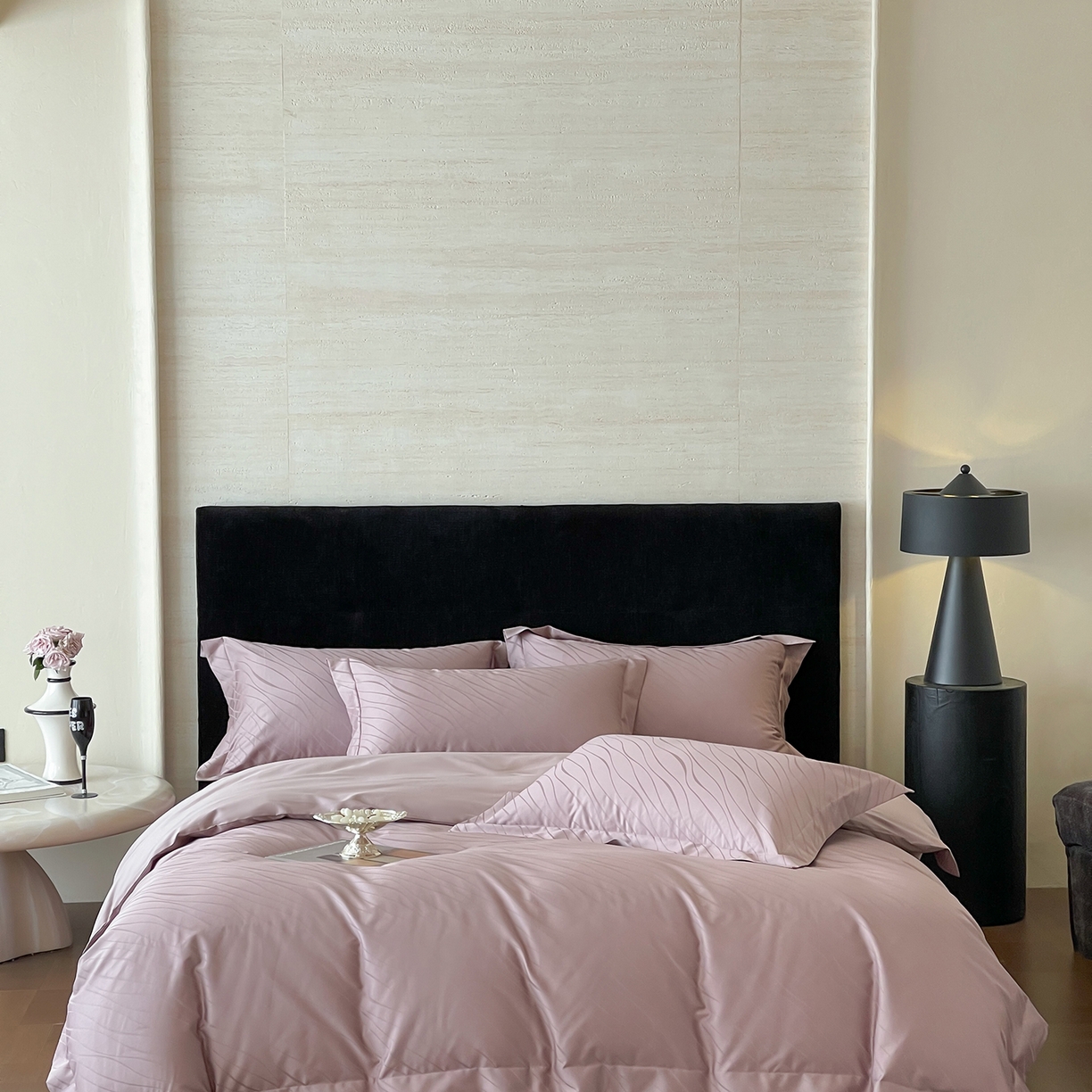 91家纺网 家纺一手货源 找家纺 栩裕纺织 2025新款长绒棉提花最新款单品 布兰卡-莫奈紫