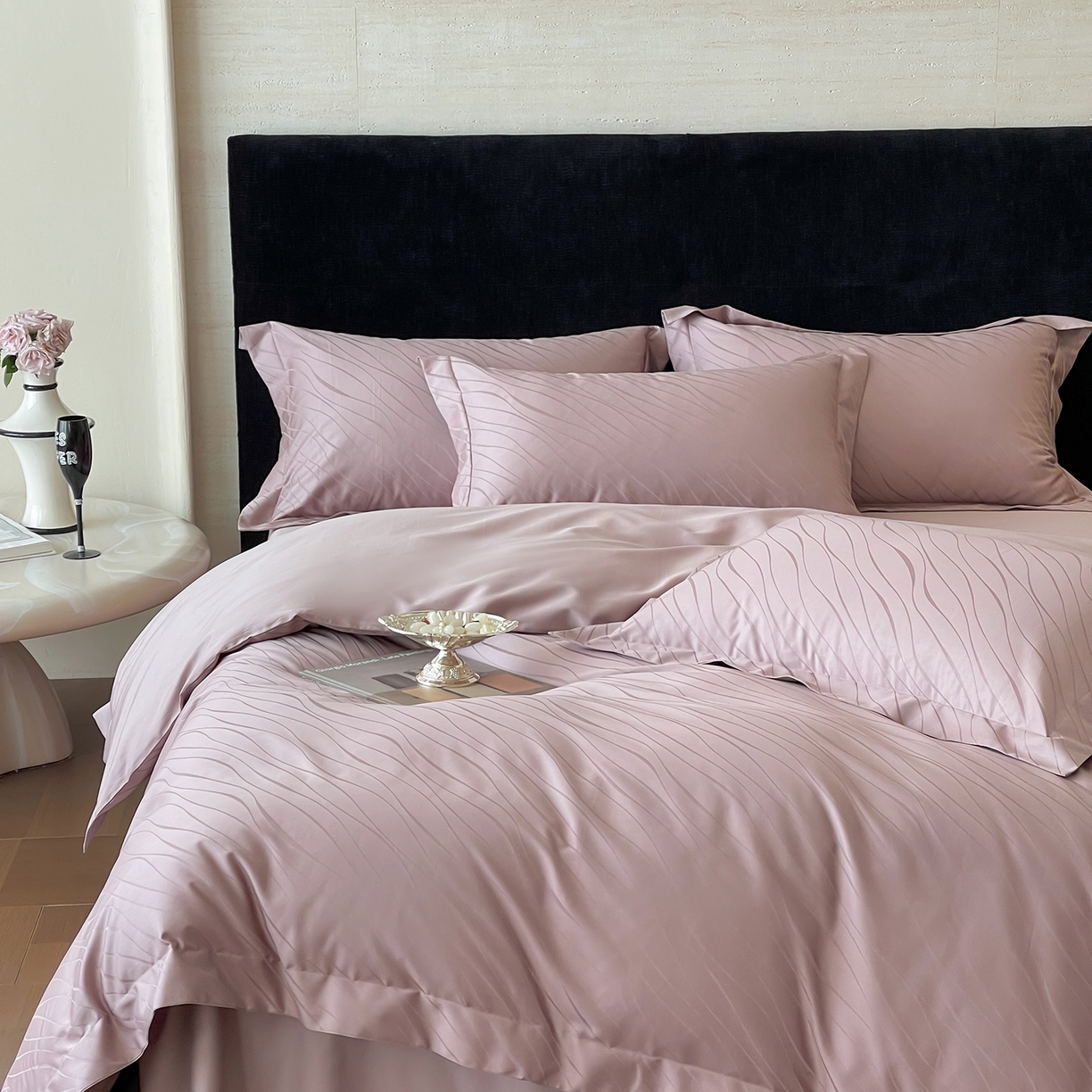 91家纺网 家纺一手货源 找家纺 栩裕纺织 2025新款长绒棉提花最新款单品 布兰卡-莫奈紫