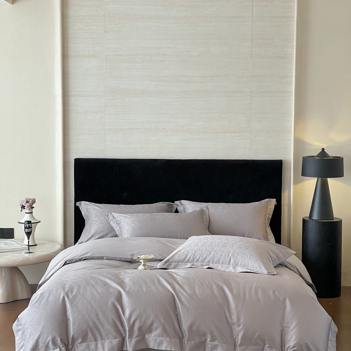 91家纺网 家纺一手货源 找家纺 栩裕纺织 2025新款长绒棉提花最新款单品 克洛伊-高级灰