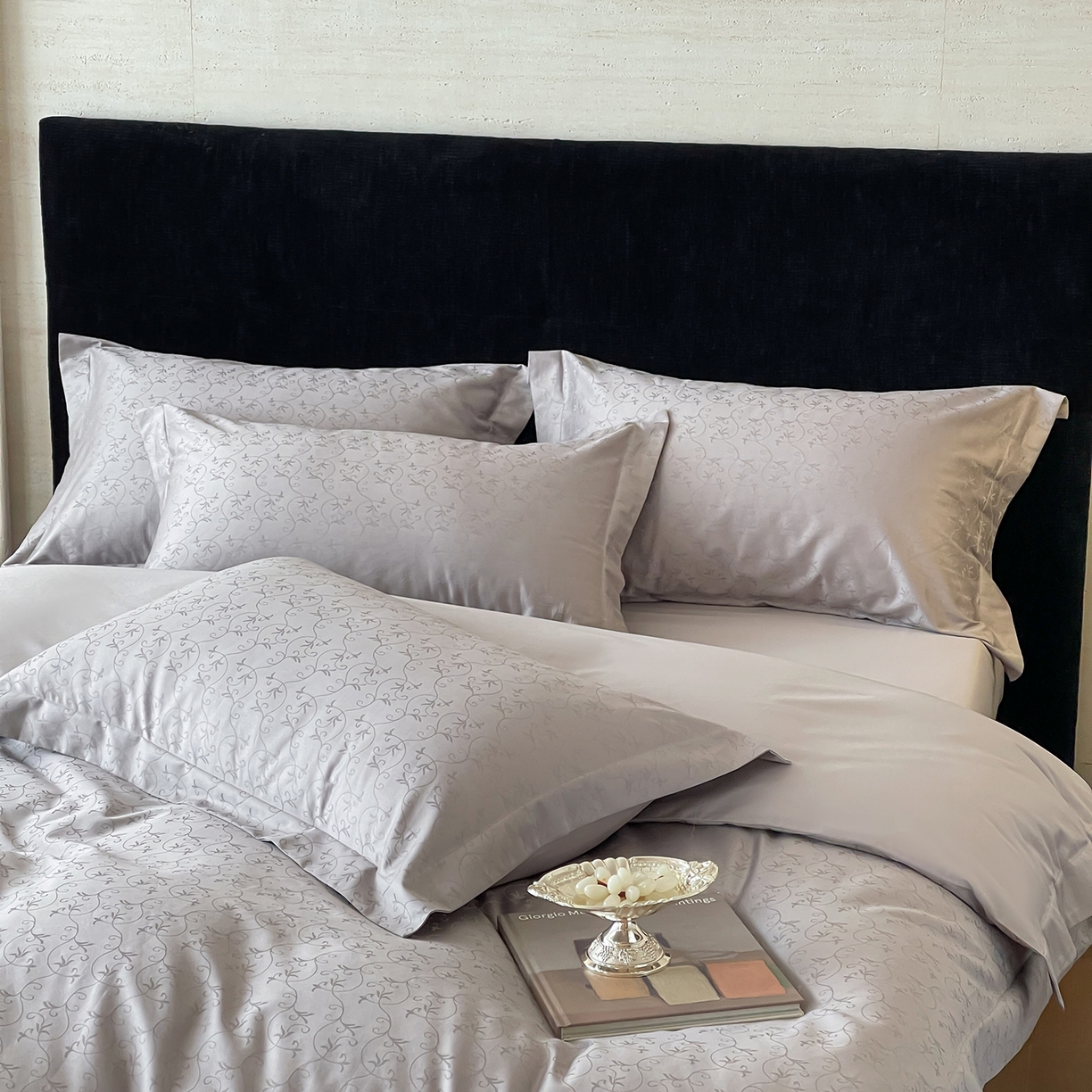 91家纺网 家纺一手货源 找家纺 栩裕纺织 2025新款长绒棉提花最新款单品 克洛伊-高级灰