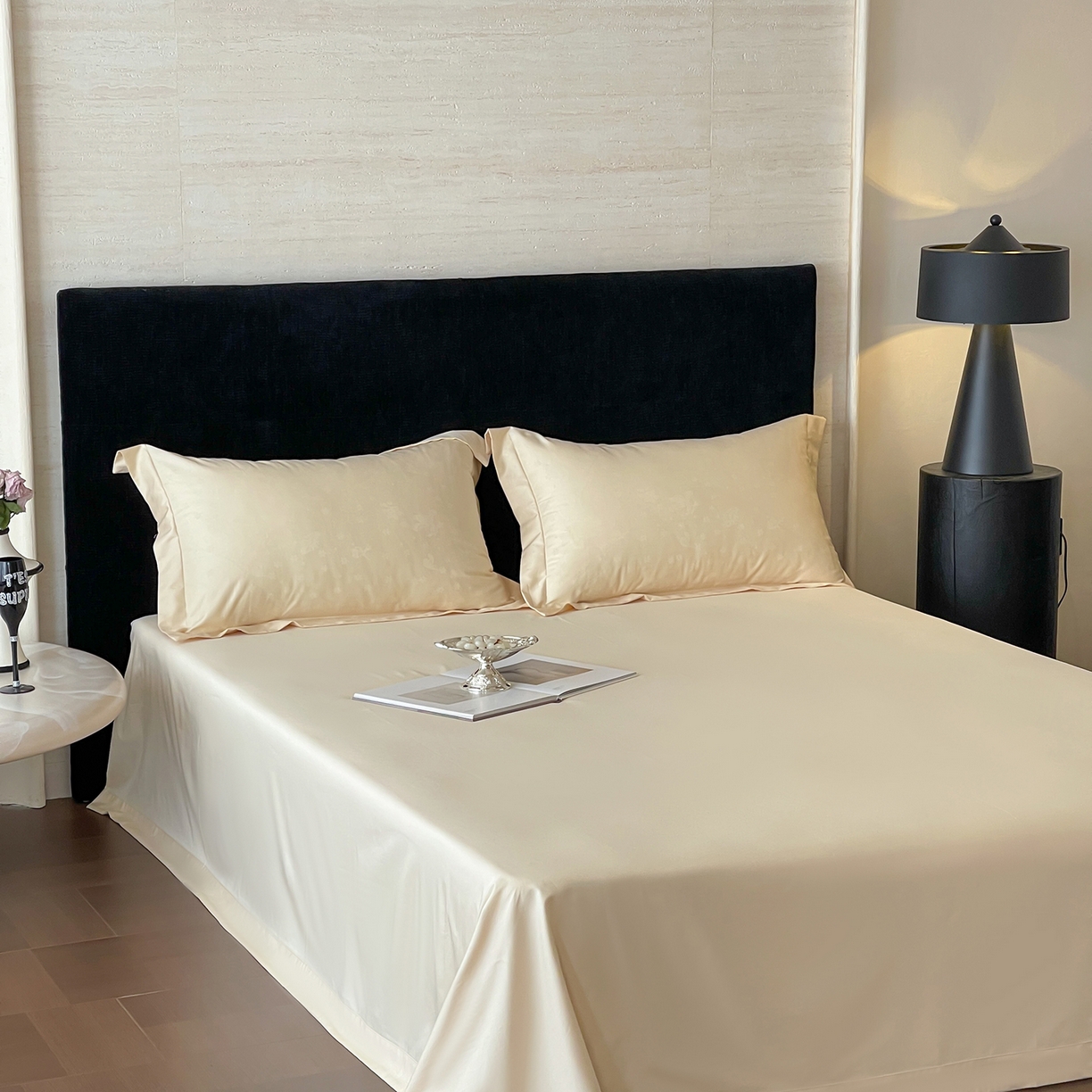 91家纺网 家纺一手货源 找家纺 栩裕纺织 2025新款长绒棉提花最新款单品四件套 朵芙-浅香槟